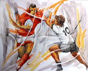 Peinture intitulée "400 Raffut de rugby" par Jean-Luc Lopez, Œuvre d'art originale, Encre