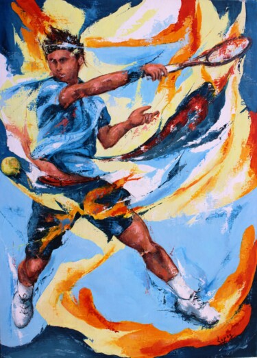 Painting titled "950 US Open" by Jean-Luc Lopez, Original Artwork, Acrylic Mounted on Wood Stretcher frame