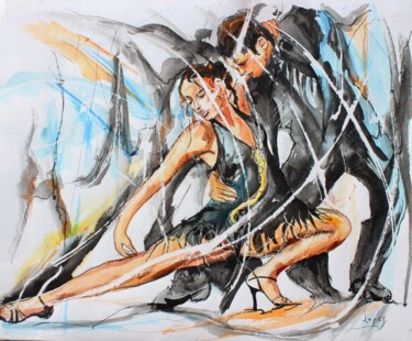 Malerei mit dem Titel "412 Jambes de tango" von Jean-Luc Lopez, Original-Kunstwerk, Tinte