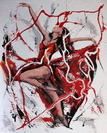 Peinture intitulée "1204 La danseuse éc…" par Jean-Luc Lopez, Œuvre d'art originale, Huile Monté sur Châssis en bois