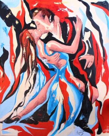 Painting titled "1211 Tango langoure…" by Jean-Luc Lopez, Original Artwork, Acrylic Mounted on Wood Stretcher frame
