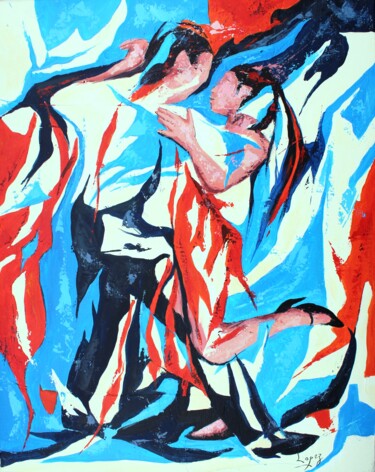Painting titled "1213 Tango" by Jean-Luc Lopez, Original Artwork, Acrylic Mounted on Wood Stretcher frame