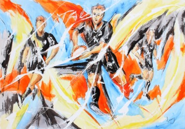 Peinture intitulée "430 Rugby du Stade" par Jean-Luc Lopez, Œuvre d'art originale, Encre