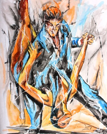 Painting titled "440 Tango énergique" by Jean-Luc Lopez, Original Artwork, Ink