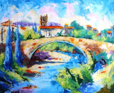 Malerei mit dem Titel "1230 Pont de Lagras…" von Jean-Luc Lopez, Original-Kunstwerk, Acryl