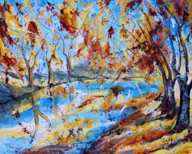 Painting titled "1231 Canal d'Automne" by Jean-Luc Lopez, Original Artwork, Acrylic