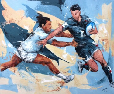 Painting titled "1233 Rugby du Sud" by Jean-Luc Lopez, Original Artwork, Acrylic Mounted on Wood Stretcher frame