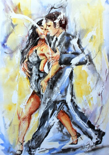 Painting titled "465 Tango" by Jean-Luc Lopez, Original Artwork, Watercolor