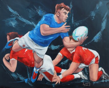 Pittura intitolato "1238 Nuit de rugby" da Jean-Luc Lopez, Opera d'arte originale, Acrilico Montato su Telaio per barella in…