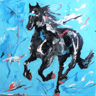 Painting titled "1422 : Cheval" by Jean-Luc Lopez, Original Artwork, Lacquer Mounted on Wood Stretcher frame