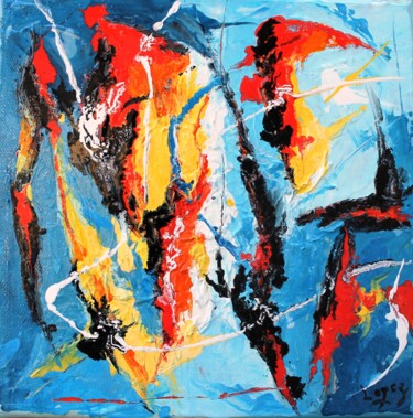 Painting titled "1410 : Abstrait" by Jean-Luc Lopez, Original Artwork, Lacquer Mounted on Wood Stretcher frame