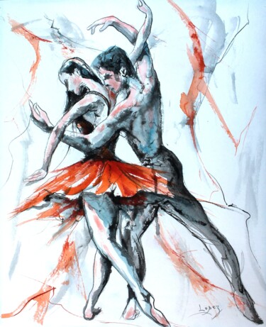 Malerei mit dem Titel "524 Danse au tutu" von Jean-Luc Lopez, Original-Kunstwerk, Tinte