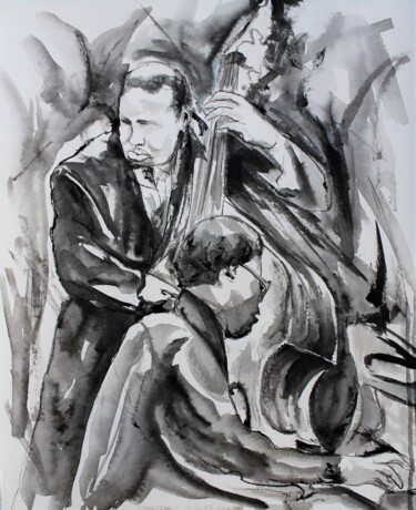 Malerei mit dem Titel "525 Jazz au piano e…" von Jean-Luc Lopez, Original-Kunstwerk, Tinte