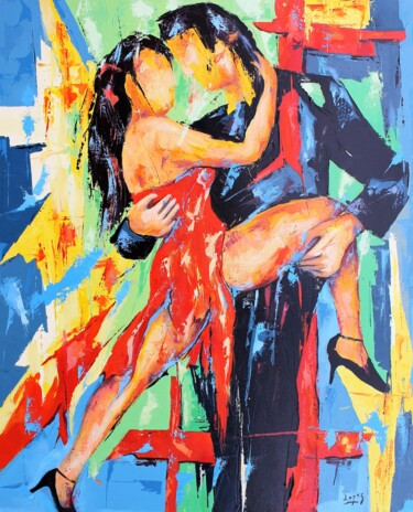 Painting titled "642 Tango Argentin" by Jean-Luc Lopez, Original Artwork, Acrylic Mounted on Wood Stretcher frame
