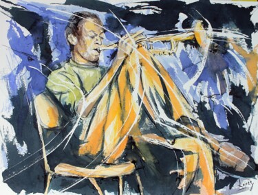 Malerei mit dem Titel "547 : Trompettiste…" von Jean-Luc Lopez, Original-Kunstwerk, Tinte