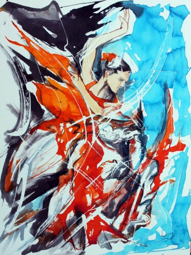 Pittura intitolato "543 : Flamenco" da Jean-Luc Lopez, Opera d'arte originale, Inchiostro