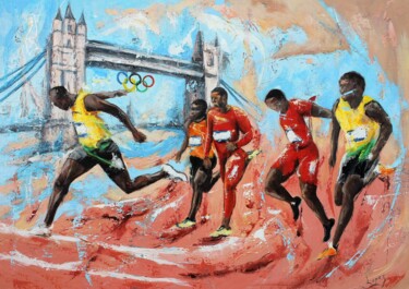 Painting titled "1453 : 100m de Lond…" by Jean-Luc Lopez, Original Artwork, Acrylic Mounted on Wood Stretcher frame