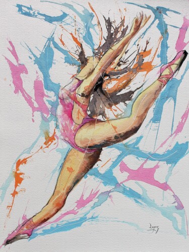 Painting titled "606 Danse moderne r…" by Jean-Luc Lopez, Original Artwork, Watercolor