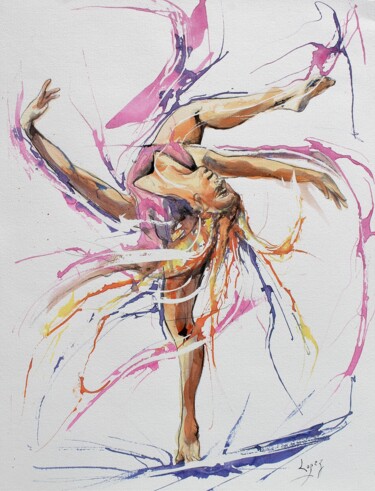Painting titled "605 Danse moderne d…" by Jean-Luc Lopez, Original Artwork, Ink