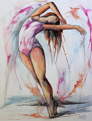 Картина под названием "610 Danseuse étoilée" - Jean-Luc Lopez, Подлинное произведение искусства, Акварель