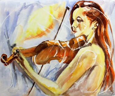 Painting titled "368 douceur de viol…" by Jean-Luc Lopez, Original Artwork, Watercolor