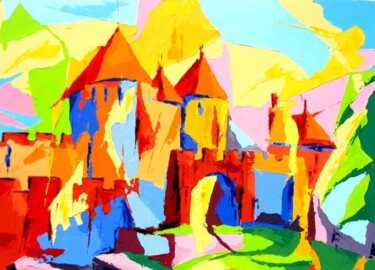 Peinture intitulée "Carcassonne cité du…" par Jean-Luc Lopez, Œuvre d'art originale, Huile