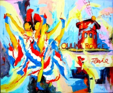 Peinture intitulée "French Cancan au Mo…" par Jean-Luc Lopez, Œuvre d'art originale, Huile