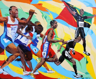 Schilderij getiteld "439 100m de Kim" door Jean-Luc Lopez, Origineel Kunstwerk, Acryl Gemonteerd op Frame voor houten branca…