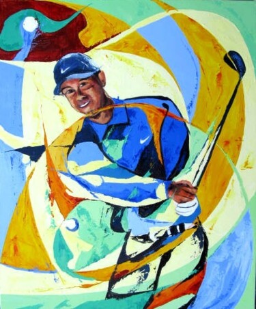 Painting titled "La griffe du golfeur" by Jean-Luc Lopez, Original Artwork, Oil