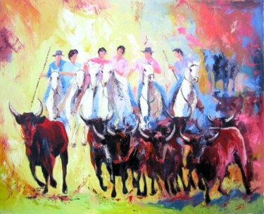 Painting titled "Guardians" by Jean-Luc Lopez, Original Artwork, Oil