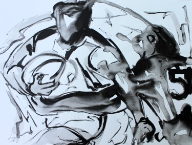 Картина под названием "48 rugby" - Jean-Luc Lopez, Подлинное произведение искусства, Чернила