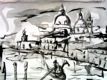 Peinture intitulée "Venise" par Jean-Luc Lopez, Œuvre d'art originale, Encre