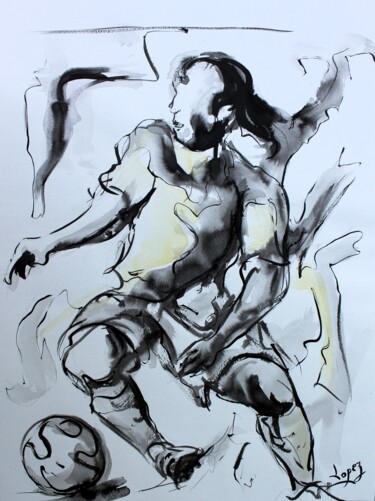 Painting titled "66 Contre pied" by Jean-Luc Lopez, Original Artwork, Ink