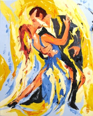 Painting titled "Tango langoureux" by Jean-Luc Lopez, Original Artwork, Oil