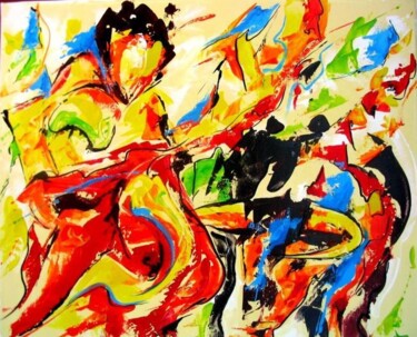 Peinture intitulée "Muleta rouge" par Jean-Luc Lopez, Œuvre d'art originale, Acrylique Monté sur Châssis en bois