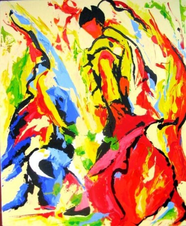 Картина под названием "Corrida Lyanna" - Jean-Luc Lopez, Подлинное произведение искусства, Акрил Установлен на Деревянная ра…