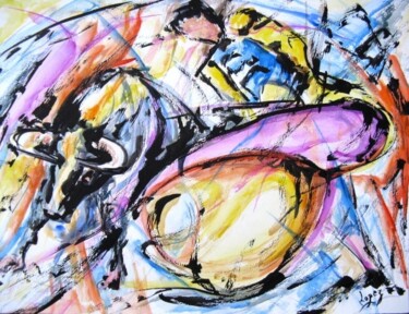 Painting titled "227 - Corrida" by Jean-Luc Lopez, Original Artwork, Oil
