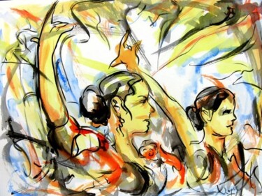 Malerei mit dem Titel "96 - Flamenco" von Jean-Luc Lopez, Original-Kunstwerk, Tinte