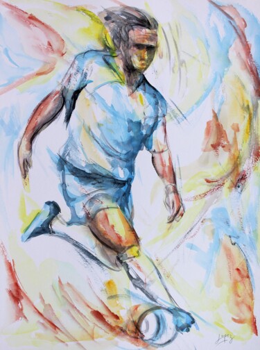 Malerei mit dem Titel "230  Football" von Jean-Luc Lopez, Original-Kunstwerk, Aquarell