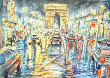 Schilderij getiteld "Champs élysées de n…" door Jean-Luc Lopez, Origineel Kunstwerk, Aquarel
