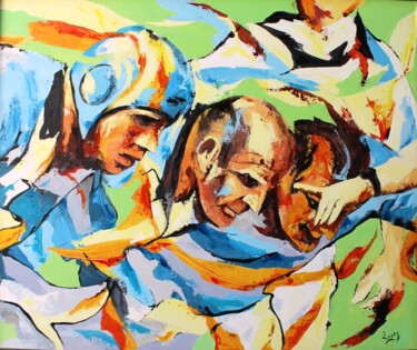 Картина под названием "927 Mêlée argentine" - Jean-Luc Lopez, Подлинное произведение искусства, Акрил Установлен на Деревянн…