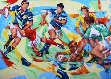 Painting titled "797 Coupe du monde…" by Jean-Luc Lopez, Original Artwork, Acrylic Mounted on Wood Stretcher frame