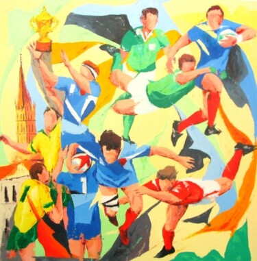Картина под названием "World Cup à Toulouse" - Jean-Luc Lopez, Подлинное произведение искусства, Масло