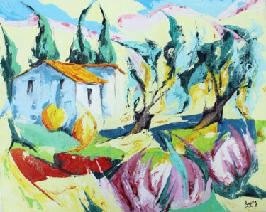 Malerei mit dem Titel "937 Provence" von Jean-Luc Lopez, Original-Kunstwerk, Acryl Auf Keilrahmen aus Holz montiert