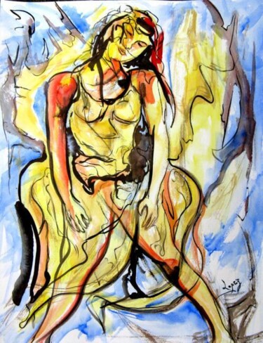 Painting titled "133- Tutu de danse" by Jean-Luc Lopez, Original Artwork, Watercolor