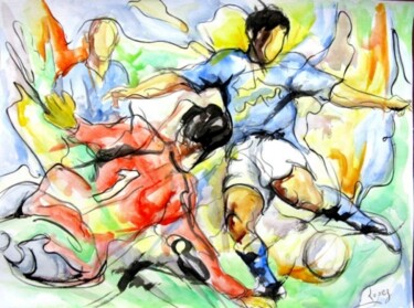 Painting titled "147 - A bout portant" by Jean-Luc Lopez, Original Artwork, Watercolor