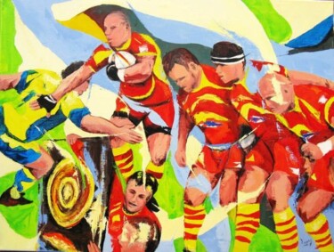 Pintura titulada "Finale rugby Perpig…" por Jean-Luc Lopez, Obra de arte original