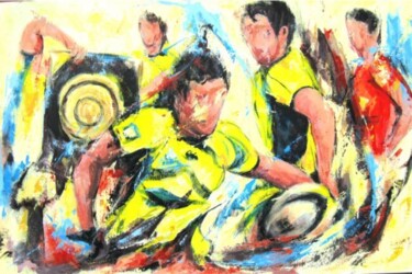 Картина под названием "Enfin Clermont Rugby" - Jean-Luc Lopez, Подлинное произведение искусства