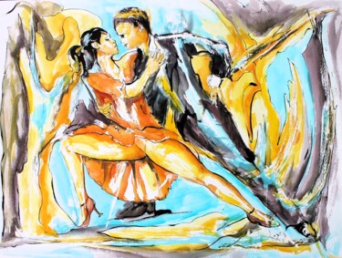 Painting titled "172 Vision de Tango" by Jean-Luc Lopez, Original Artwork, Ink