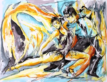 Malerei mit dem Titel "171 Courbe de tango" von Jean-Luc Lopez, Original-Kunstwerk, Aquarell